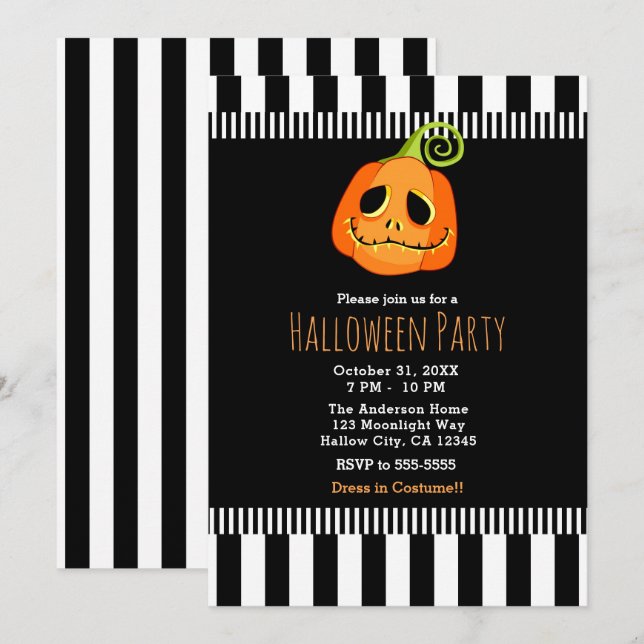 Invitation Fête d'Halloween de citrouille fantaisiste (Devant / Derrière)