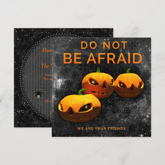 Invitation Fête d'Halloween de citrouilles "N'ayez pas peur" (Devant / Derrière)