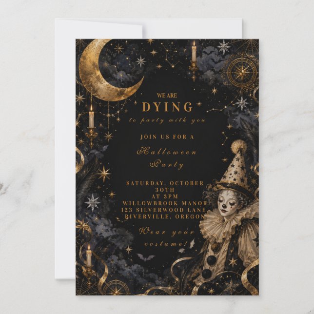 Invitation Fête d'Halloween de Clown Vintage (Devant)
