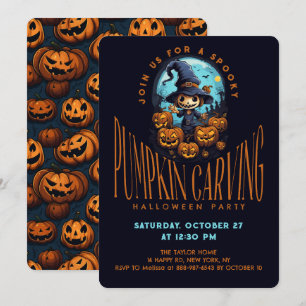 Invitation Fête d'Halloween de découpage de citrouille effray