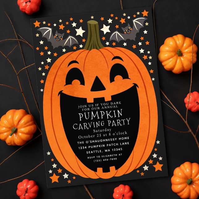 Invitation Fête d'Halloween de découpage de citrouille vintag (Créateur téléchargé)