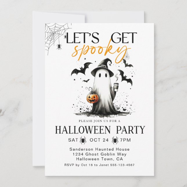 Invitation fête d'Halloween de fantôme effrayant (Devant)