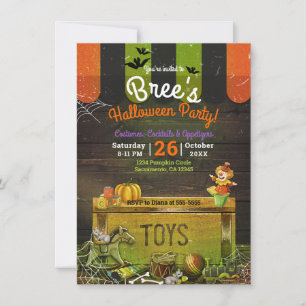 Invitation Fête d'Halloween de jouets antiques hantés fantais