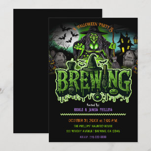 Invitation Fête d'Halloween de la Brasserie Green Witch Grave