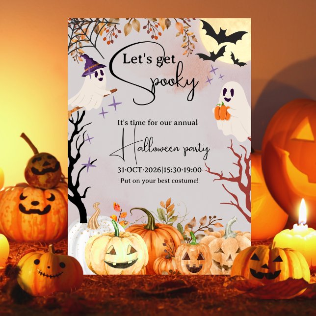 Invitation Fête d'Halloween de la famille de bureau de fantôm (Créateur téléchargé)