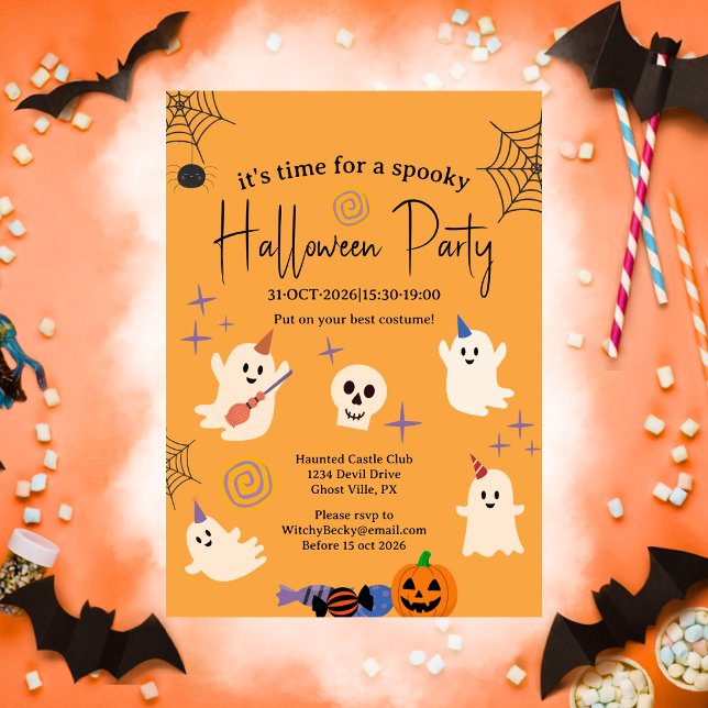 Invitation Fête d'Halloween de la famille de bureau de fantôm (Créateur téléchargé)