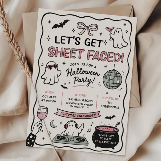 Invitation Fête d'Halloween de la feuille à la main (Créateur téléchargé)