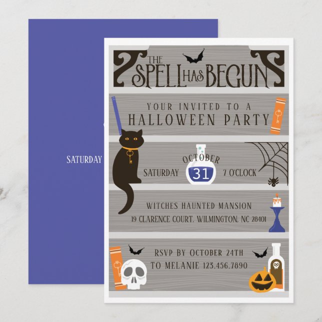 Invitation Fête d'Halloween de la Maison Chasse (Devant / Derrière)
