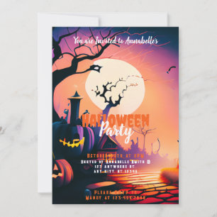 Invitation Fête d'Halloween de la Pleine lune Jack-O'