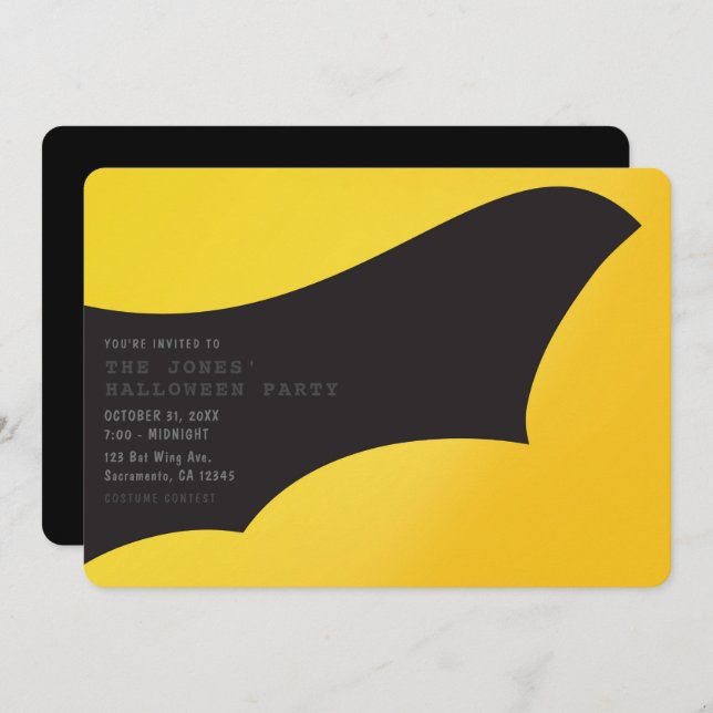 Invitation Fête d'Halloween de l'aile de chaume noire (Devant / Derrière)