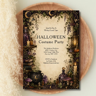 Invitation Fête d'Halloween de l'apothicaire gothique sorcièr