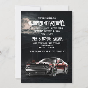Invitation Fête d'Halloween de Muscle Car Américain Effrayant