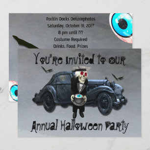 Invitation Fête d'Halloween de Old Man Car Smokey Road