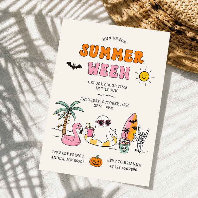 Invitation Fête d'Halloween de piscine d'été de Summerween (Créateur téléchargé)
