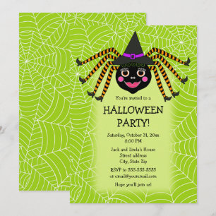 Invitation Fête d'Halloween de Spider Witch