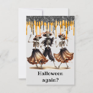 Invitation Fête d'Halloween de squelette de danse drôle
