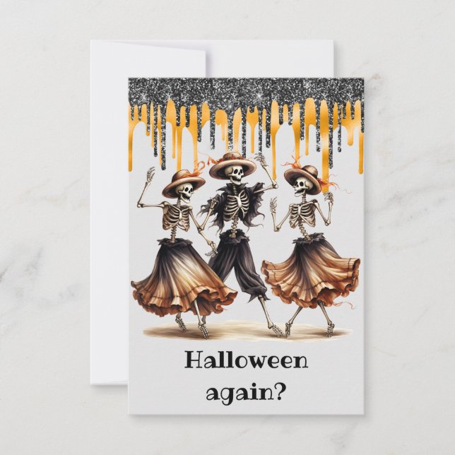 Invitation Fête d'Halloween de squelette de danse drôle (Devant)