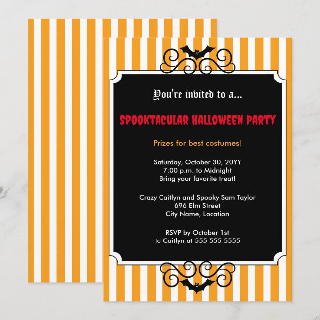 Invitation Fête d'Halloween déjantée (Devant / Derrière)