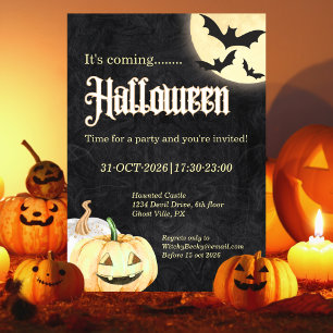 Invitation Fête d'Halloween d'entreprise Simple Noir Or