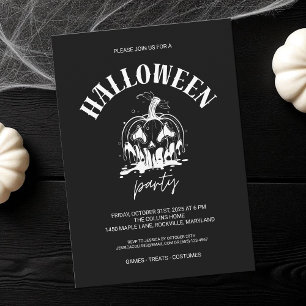 Invitation Fête d'Halloween des Citrouilles noirs et blancs