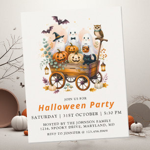 Invitation Fête d'Halloween des enfants mignons, fantômes et