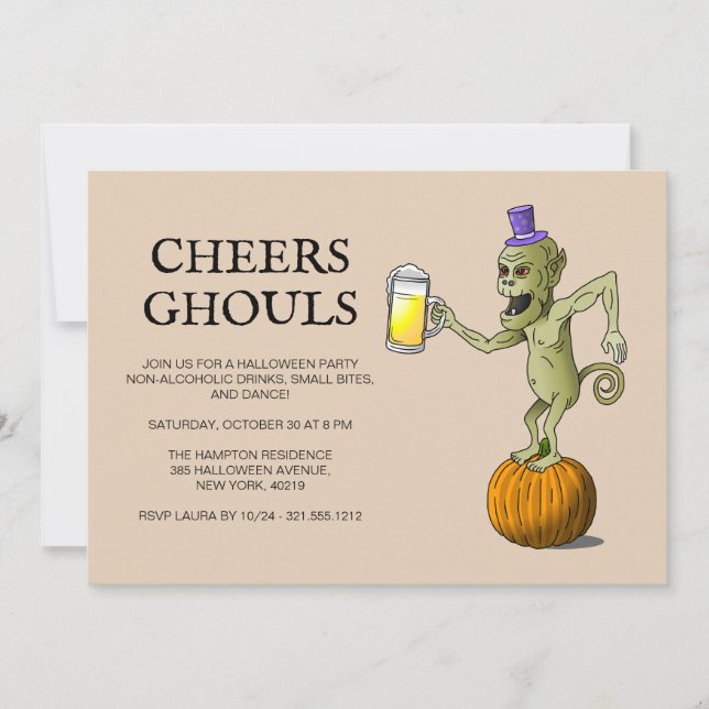 Invitation Fête d'Halloween des goules (Devant)