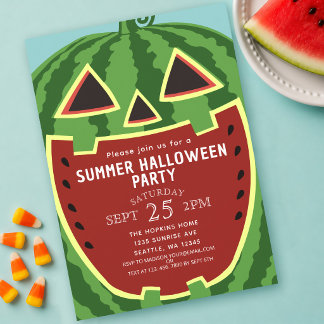 Invitation Fête d'Halloween d'été Citrouille Jack-o-Lantern p