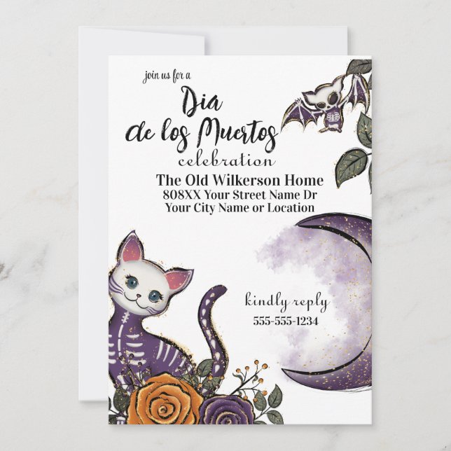 Invitation Fête d'Halloween Dia de los Muertos (Devant)