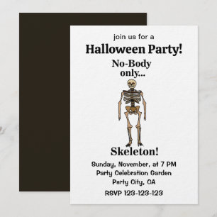 Invitation Fête d'Halloween drôle avec squelette sans corps