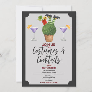 Invitation Fête d'Halloween drôle Costumes et Cocktails