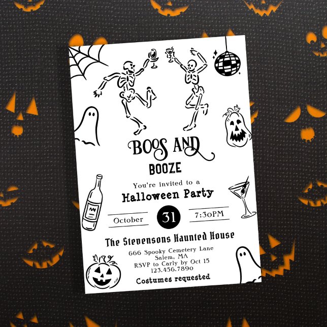 Invitation Fête d'Halloween drôle et fantaisiste dessinée à l (Créateur téléchargé)