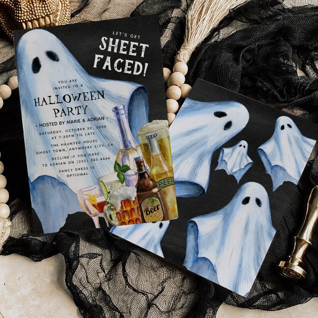Invitation Fête d'Halloween drôle pour adultes avec fantôme e (Créateur téléchargé)