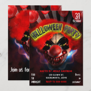Invitation Fête d'Halloween du tueur déplaisant