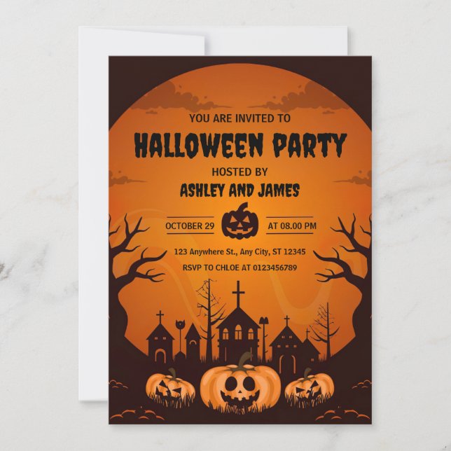 Invitation Fête d'Halloween effrayant (Devant)