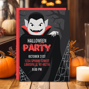 Invitation Fête d'Halloween effrayante Dracula Vampire