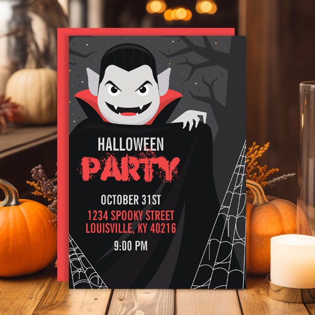 Invitation Fête d'Halloween effrayante Dracula Vampire (Créateur téléchargé)