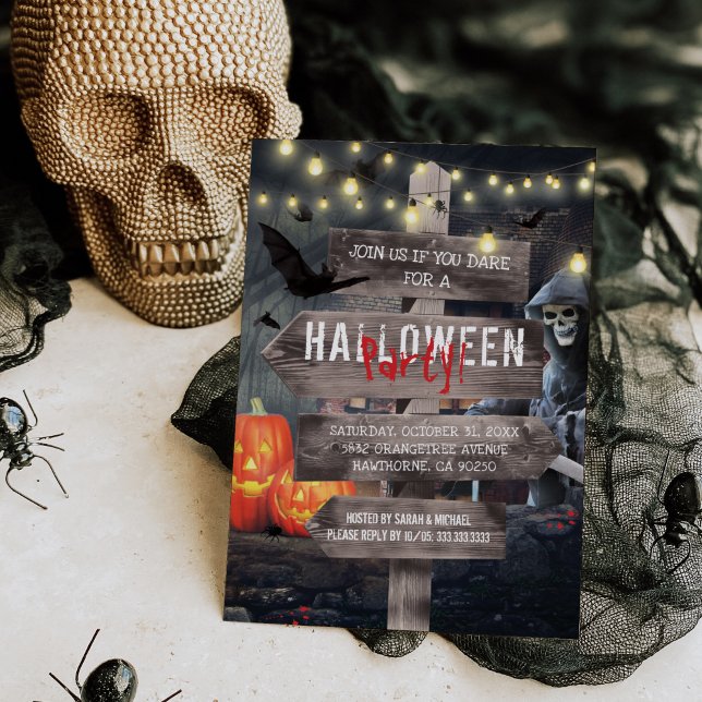 Invitation Fête d'Halloween effrayante et hantée (Créateur téléchargé)