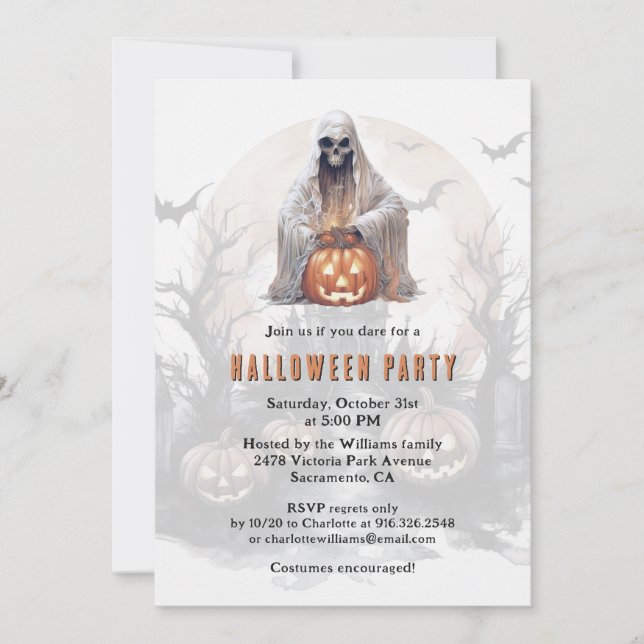 Invitation Fête d'Halloween Éffrayante Jack-O-Lantern (Devant)