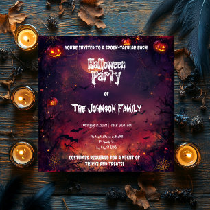 Invitation Fête d'Halloween éffrayante - Jacks et araignées