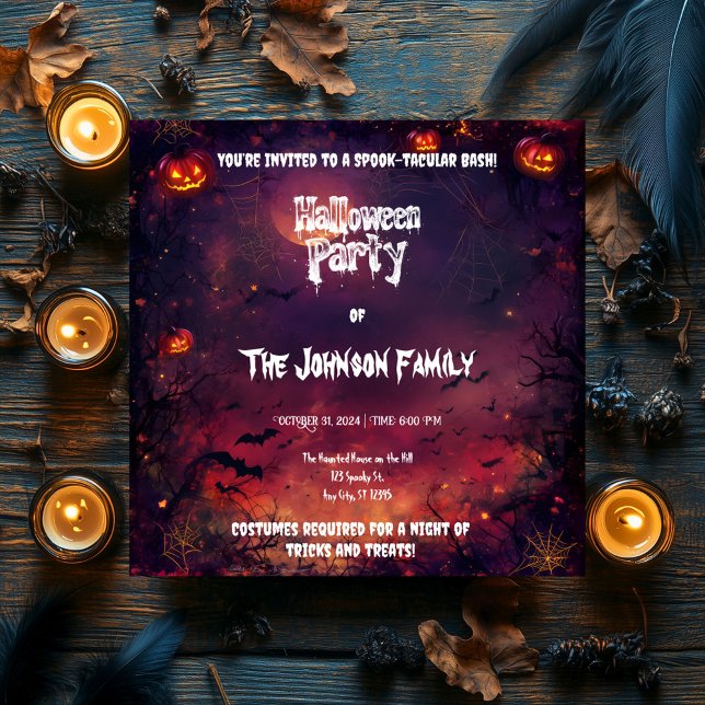 Invitation Fête d'Halloween éffrayante - Jacks et araignées (Créateur téléchargé)