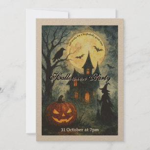 Invitation Fête d'Halloween effrayante - Maison hantée & Citr