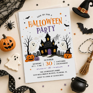 Invitation Fête d'Halloween effrayante pour enfants mignons