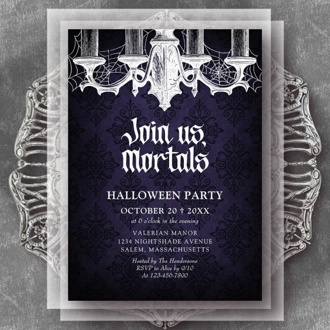Invitation Fête d'Halloween Élégant Gothique (Créateur téléchargé)