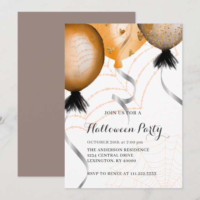 Invitation Fête d'Halloween élégante  (Devant / Derrière)