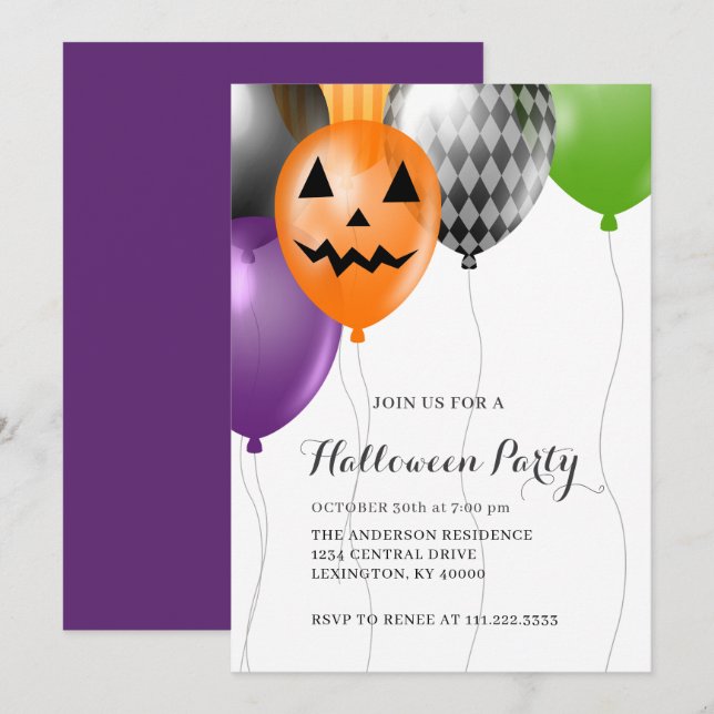 Invitation Fête d'Halloween élégante  (Devant / Derrière)