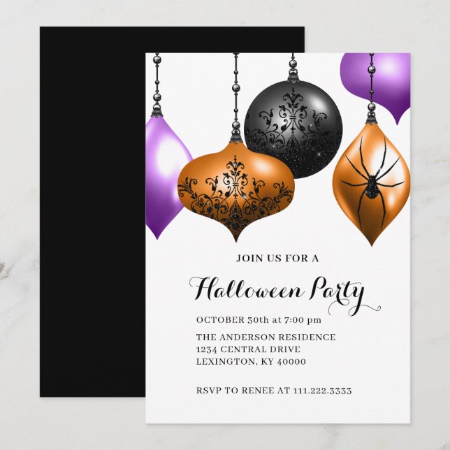 Invitation Fête d'Halloween élégante  (Devant / Derrière)