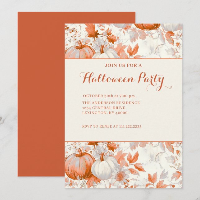 Invitation Fête d'Halloween élégante  (Devant / Derrière)