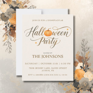 Invitation Fête d'Halloween élégante avec lettrage à la main