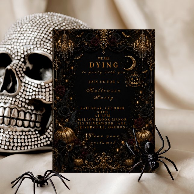 Invitation Fête d'Halloween Élégante et Glamour (Créateur téléchargé)