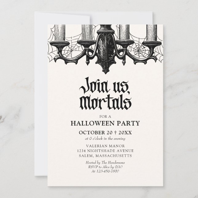 Invitation Fête d'Halloween élégante et hantée (Devant)